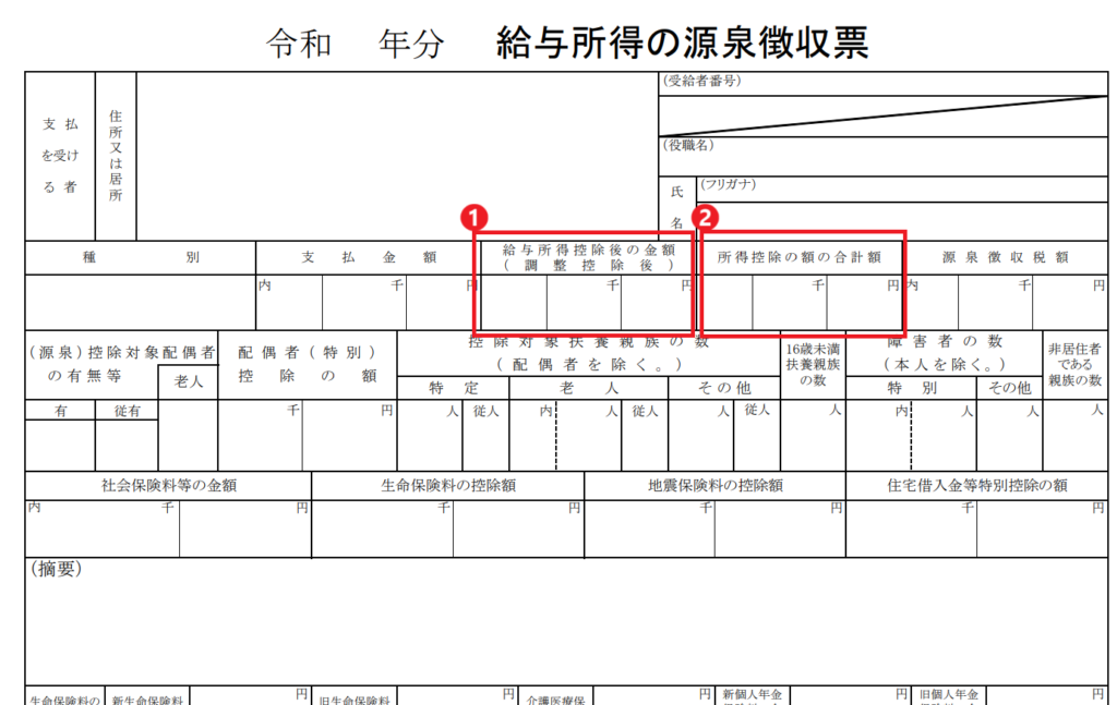 源泉徴収票の例